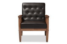 Load image into Gallery viewer, Baxton Studio Sorrento Mid-century Retro Modern Brown Faux Leather Upholstered Wooden Lounge Chair
