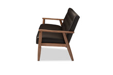 Load image into Gallery viewer, Baxton Studio Sorrento Mid-century Retro Modern Brown Faux Leather Upholstered Wooden 3-seater Sofa
