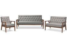 Load image into Gallery viewer, Baxton Studio Sorrento Mid-century Retro Modern Grey Fabric Upholstered Wooden 3 Piece Living room Set
