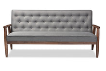 Load image into Gallery viewer, Baxton Studio Sorrento Mid-century Retro Modern Grey Fabric Upholstered Wooden 3-seater Sofa
