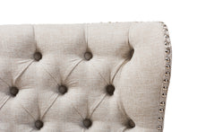 Load image into Gallery viewer, Baxton Studio Scarlett Mid-Century Modern Brown Wood and Light Beige Fabric Upholstered Button-Tufting with Nail Heads Trim 2-Seater Loveseat Settee
