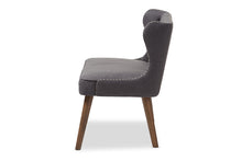 Load image into Gallery viewer, Baxton Studio Scarlett Mid-Century Modern Brown Wood and Dark Grey Fabric Upholstered Button-Tufting with Nail Heads Trim 2-Seater Loveseat Settee
