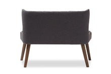 Load image into Gallery viewer, Baxton Studio Scarlett Mid-Century Modern Brown Wood and Dark Grey Fabric Upholstered Button-Tufting with Nail Heads Trim 2-Seater Loveseat Settee
