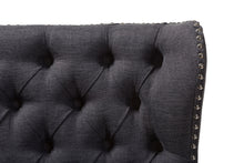 Load image into Gallery viewer, Baxton Studio Scarlett Mid-Century Modern Brown Wood and Dark Grey Fabric Upholstered Button-Tufting with Nail Heads Trim 2-Seater Loveseat Settee
