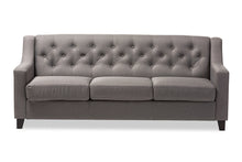 Load image into Gallery viewer, Baxton Studio Arcadia Modern and Contemporary Grey Fabric Upholstered Button-Tufted Living Room 3-Seater Sofa
