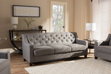Load image into Gallery viewer, Baxton Studio Arcadia Modern and Contemporary Grey Fabric Upholstered Button-Tufted Living Room 3-Seater Sofa
