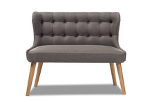 Load image into Gallery viewer, Baxton Studio Melody Mid-Century Modern Grey Fabric and Natural Wood Finishing 2-Seater Settee Bench
