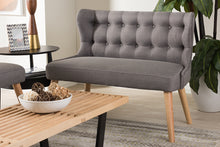 Load image into Gallery viewer, Baxton Studio Melody Mid-Century Modern Grey Fabric and Natural Wood Finishing 2-Seater Settee Bench
