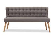 Load image into Gallery viewer, Baxton Studio Melody Mid-Century Modern Grey Fabric and Natural Wood Finishing 3-Seater Settee Bench
