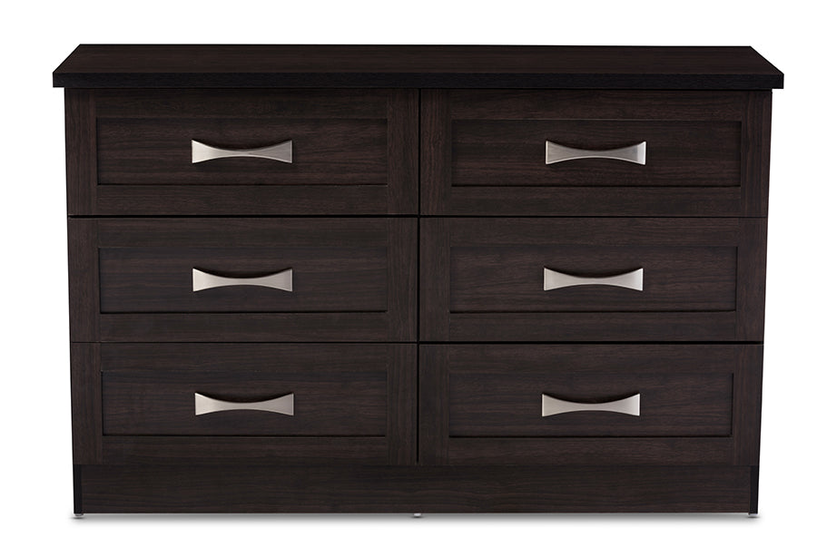 Baxton Studio Colburn Modern and Contemporary 6-Drawer Dark Brown Finish Wood Storage Dresser