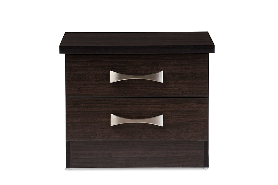 Baxton Studio Colburn Modern and Contemporary 2-Drawer Dark Brown Finish Wood Storage Nightstand Bedside Table