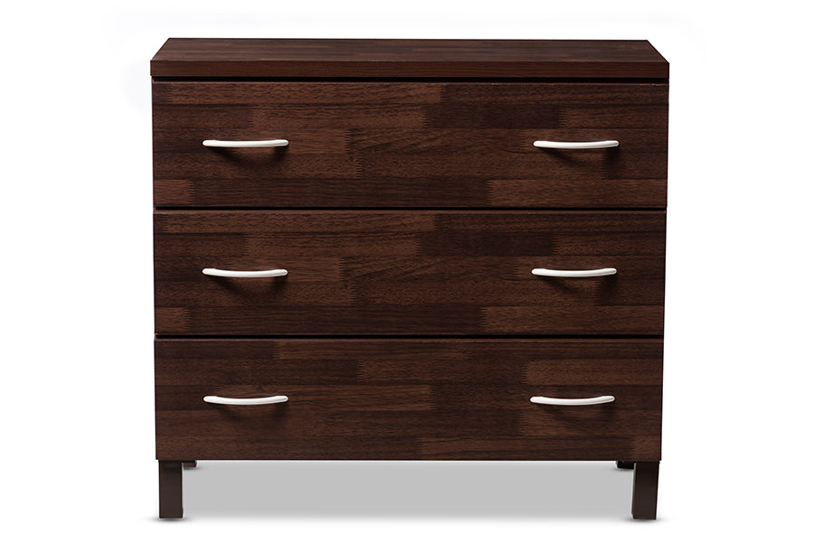 Baxton Studio Maison Modern and Contemporary Oak Brown Finish Wood 3-Drawer Storage Chest