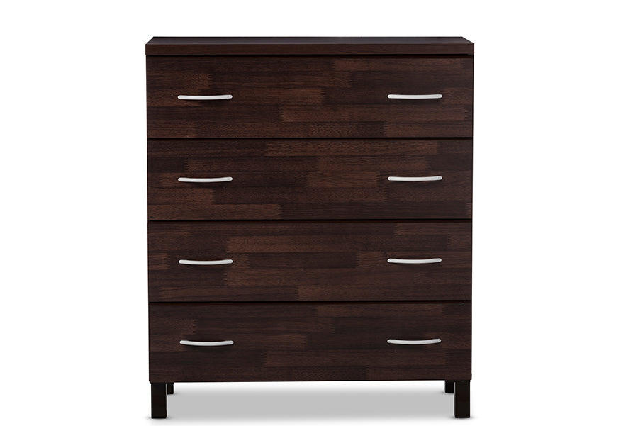 Baxton Studio Maison Modern and Contemporary Oak Brown Finish Wood 4-Drawer Storage Chest