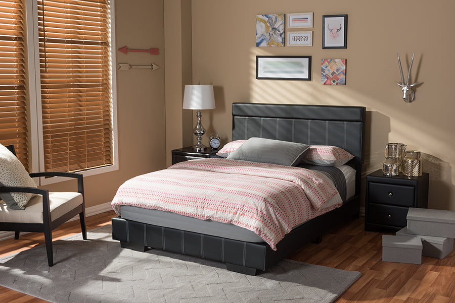 Baxton Studio Solo Modern and Contemporary Black Faux Leather Full Size Platform Bed