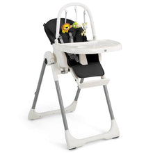 Load image into Gallery viewer, 4-in-1 Foldable Baby High Chair with 7 Adjustable Heights and Free Toys Bar-Black
