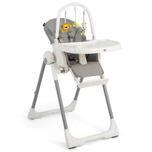 Load image into Gallery viewer, 4-in-1 Foldable Baby High Chair with 7 Adjustable Heights and Free Toys Bar-Gray
