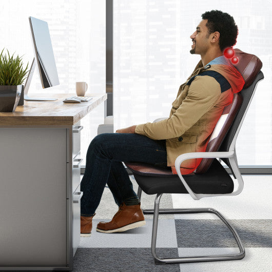 Back Massager Chair Pad with Adjustable Neck Pillow and 3 Speeds-Brown