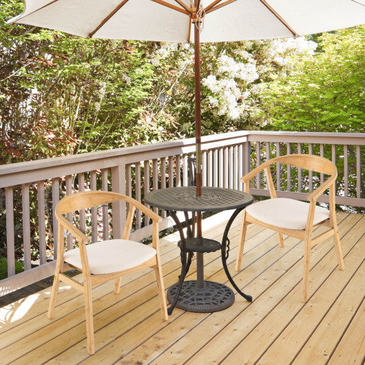 Bamboo Accent Chair with Armrest and Curved Backrest-Natural