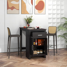 Load image into Gallery viewer, Counter Height Bar Table with Storage Cabinet and Drawer-Black
