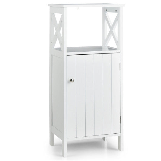 Bathroom Floor Cabinet with X-Frame and Adjustable Shelf