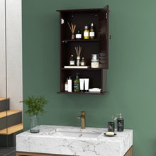 Load image into Gallery viewer, Bathroom Wall Mount Storage Cabinet Single Door with Height Adjustable Shelf-Rustic Brown
