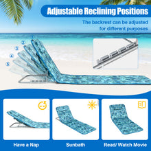 Load image into Gallery viewer, 3 Pieces Beach Lounge Chair Mat Set 2 Adjustable Lounge Chairs with Table Stripe-Green
