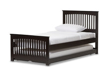 Load image into Gallery viewer, Baxton Studio Hevea Twin Size Dark Brown Solid Wood Platform Bed with Guest Trundle Bed
