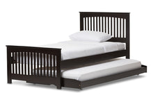 Load image into Gallery viewer, Baxton Studio Hevea Twin Size Dark Brown Solid Wood Platform Bed with Guest Trundle Bed
