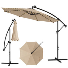 Load image into Gallery viewer, 10 Feet Patio Offset Umbrella with 112 Solar-Powered LED Lights-Beige
