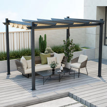 Load image into Gallery viewer, 10 x 12 Feet Outdoor Aluminum Retractable Pergola Canopy Shelter Grape Trellis-Beige
