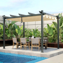 Load image into Gallery viewer, 10 x 12 Feet Outdoor Aluminum Retractable Pergola Canopy Shelter Grape Trellis-Beige
