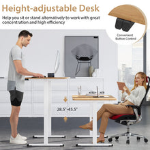 Load image into Gallery viewer, 55 Inch Electric Height Adjustable Office Desk with Hook-Beige
