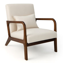 Load image into Gallery viewer, Modern Accent Chair with Rubber Wood Frame and Lumbar Pillow-Beige
