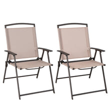 Load image into Gallery viewer, Set of 2 Patio Dining Chairs with Armrests and Rustproof Steel Frame-Beige
