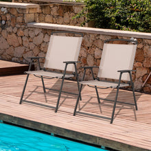 Load image into Gallery viewer, Set of 2 Patio Dining Chairs with Armrests and Rustproof Steel Frame-Beige

