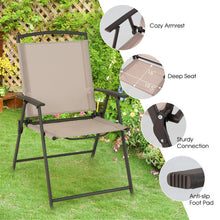 Load image into Gallery viewer, Set of 2 Patio Dining Chairs with Armrests and Rustproof Steel Frame-Beige

