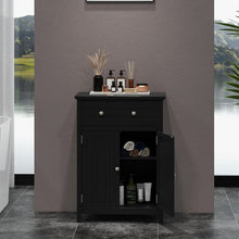 Load image into Gallery viewer, 2-Door Freestanding Bathroom Cabinet with Drawer and Adjustable Shelf-Black
