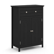 Load image into Gallery viewer, 2-Door Freestanding Bathroom Cabinet with Drawer and Adjustable Shelf-Black
