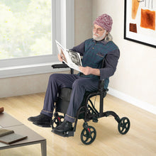 Load image into Gallery viewer, Folding Rollator Walker with Seat and Wheels Supports up to 300 lbs-Black

