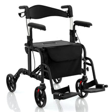 Load image into Gallery viewer, Folding Rollator Walker with Seat and Wheels Supports up to 300 lbs-Black
