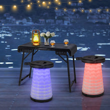 Load image into Gallery viewer, 3 Pieces Folding Camping Table Stool Set with 2 Retractable LED Stools-Black
