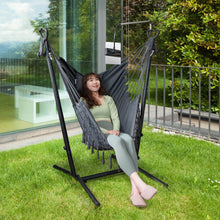 Load image into Gallery viewer, Height Adjustable Hammock Chair with Phone Holder and Side Pocket-Gray
