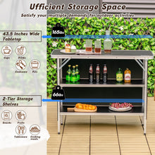 Load image into Gallery viewer, Folding Camping Table with 2-Tier Open Shelves for Outdoor BBQ-Black
