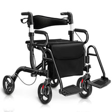 Load image into Gallery viewer, Folding Rollator Walker with 8-inch Wheels and Seat-Black

