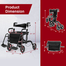 Load image into Gallery viewer, Folding Rollator Walker with 8-inch Wheels and Seat-Black
