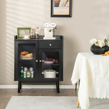 Load image into Gallery viewer, Kitchen Buffet Sideboard with 2 Tempered Glass Doors and Drawer-Black
