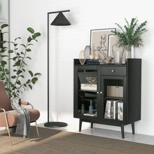 Load image into Gallery viewer, Kitchen Buffet Sideboard with 2 Tempered Glass Doors and Drawer-Black
