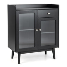 Load image into Gallery viewer, Kitchen Buffet Sideboard with 2 Tempered Glass Doors and Drawer-Black
