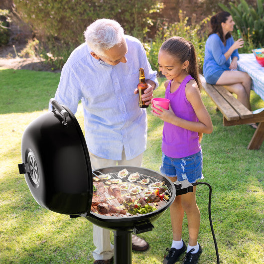 1600W Portable Electric BBQ Grill with Removable Non-Stick Rack-Black
