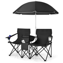 Load image into Gallery viewer, Portable Folding Picnic Double Chair With Umbrella-Black
